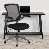 Flash Furniture BL-ZP-8805-BK-GG Mid-Back Mesh Task Chair with Flip-Up Arms in Black